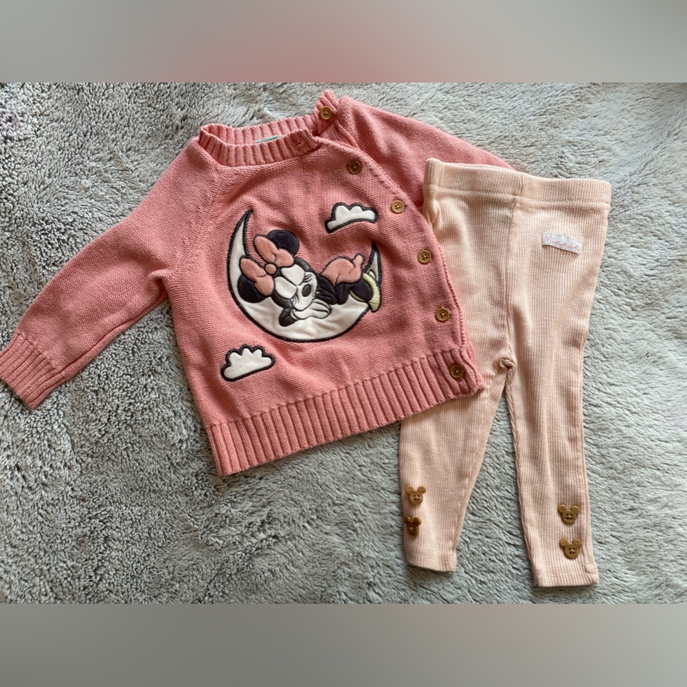 Disney Baby Pink Knit Sweater and pant set